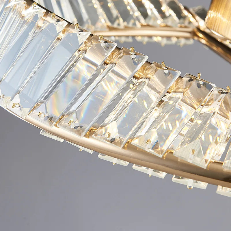 Axyaa Crystal Stainless Steel Ceiling Pendant LED Light - Gold Luxury Lighting Fixtures