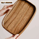 Axyaa Walnut Wooden Round Corner Tray for Afternoon Tea & Sushi