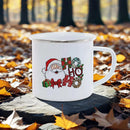 Axyaa Christmas Enamel Mugs, Santa Snowman Reindeer Design, Festive Xmas Party Cup