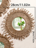 Axyaa Boho Macrame Round Wall Mirror Home Decor