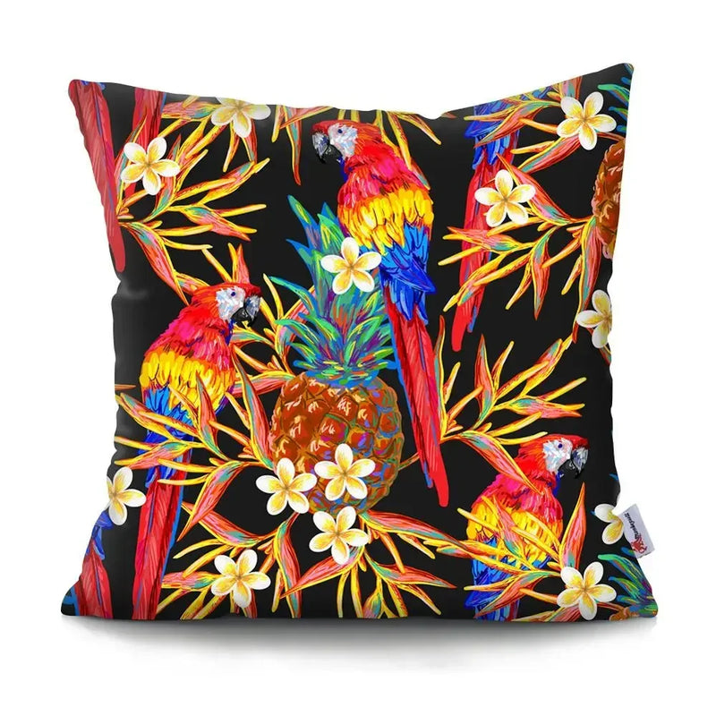 Axyaa Tropical Plant Parrot Decorative Pillow Cover - Flowers Sofa Cushion Case
