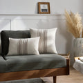 Axyaa Striped Linen Cushion Cover Set, Multicolor Patchwork for Sofa, Couch, Bed