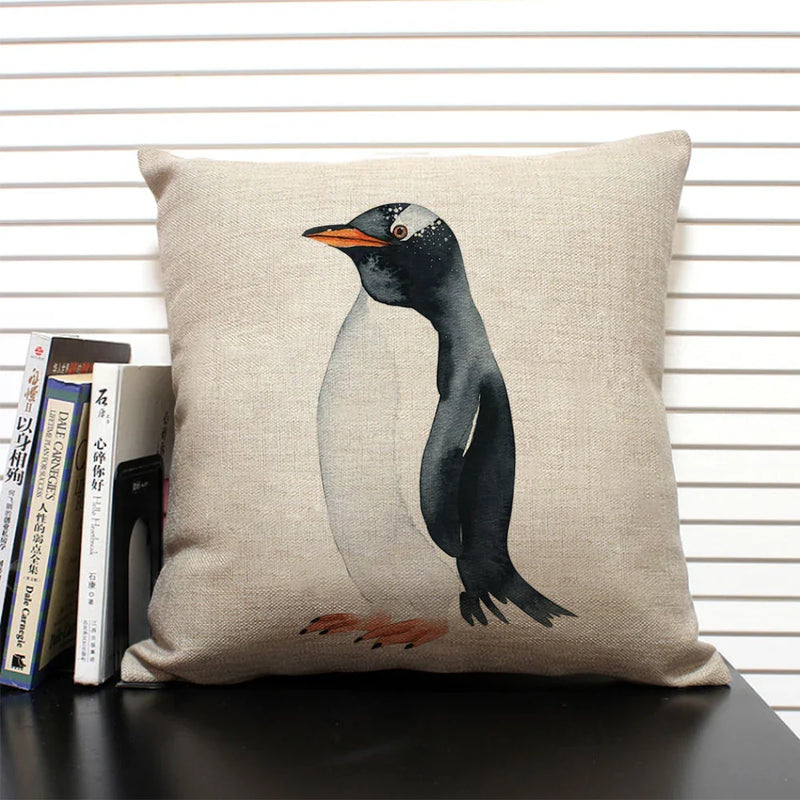 Animal Penguin Cushion Cover 45x45, Axyaa Brand - Cute & Funny Decorative Pillowcase