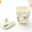 Axyaa Green Camellia Bone  Coffee Cup Porcelain Nespresso Tumbler White Ceramic Mug