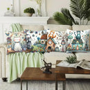 Axyaa Cute Cat & Cozy Cottage Pillow Cover Set for Sofa, Bedroom, Car