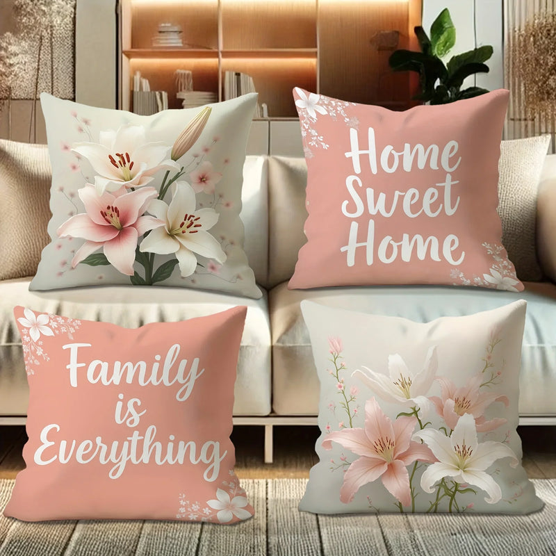 Velvet Pillow Covers with Inspirational Quotes in Soft Pink & White - Axyaa Brand