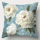 Axyaa Blue Floral Pillow Cover Set, 17.7" x 17.7", Single-Sided Print - Home Sofa Decor