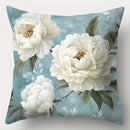 Axyaa Blue Floral Pillowcase Set, 17.7" x 17.7", Single-Sided Print, Home Sofa Decor