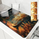 Autumn Scenery Kitchen Absorbent Draining Mat by Axyaa - Quick Dry Dish Drying Mat