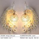 Axyaa Peacock Wall Lamp: Retro Golden Color for Living Room, Bedroom, Restaurant, Bar.