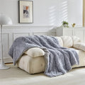 Axyaa Cozy Lamb Fleece Sofa Blanket in Creamy Solid Color