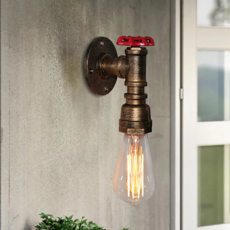 Axya Retro Iron Rust Water Pipe Wall Light Sconce Lighting Fixture Vintage E27