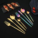 Axyaa Luxury Black Stainless Steel Cutlery Set - 16 Piece Tableware Dinnerware Kitchen Flatware