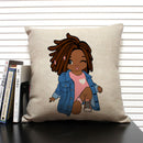 Axyaa Cute Cartoon Girl Pillow Case Africa Baby Cushion Cover Home Decor Linen Pillowcase
