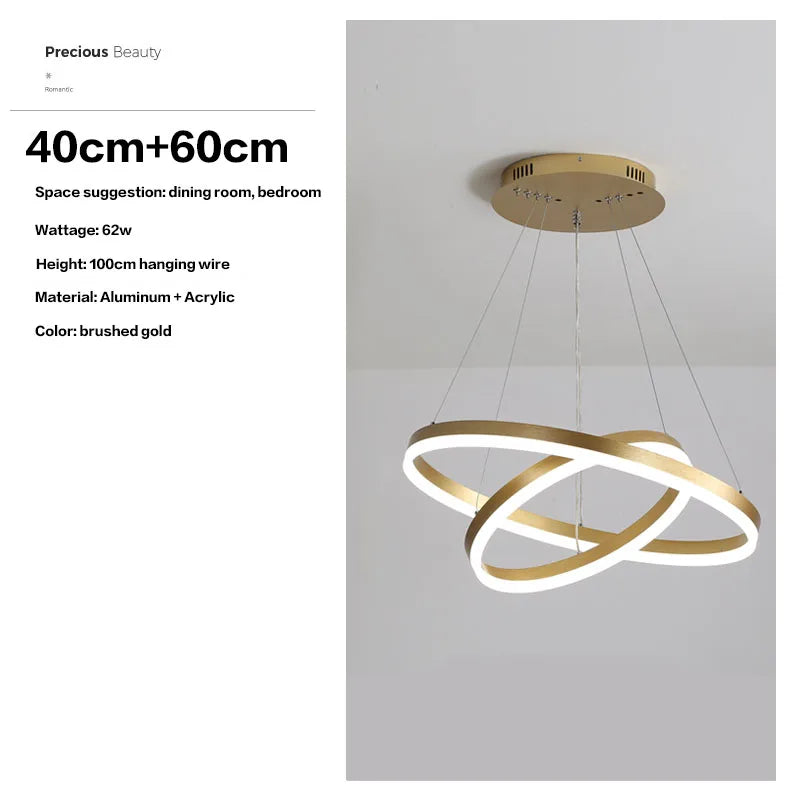 Axyaa Black LED Ring Chandelier Ceiling Light, Modern Circular Pendant for Kitchen, Living, and Dining Rooms.