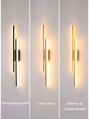 Axyaa Modern Slim LED Wall Sconce 16W Integrated Black Gold Brass Nordic Wall Lamp