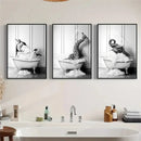 Nordic Elephant Giraffe Bathtub Wall Art Canvas by Axyaa