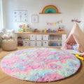 Axyaa Soft Shaggy Round Area Rug for Living Room Kids Bedroom Gray