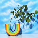 Axyaa Rainbow U-Shaped Resin Vase - Modern Aesthetic Home Decor Ornaments