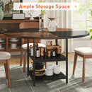 Axyaa 47" Round Dining Table with Storage Shelf, Wood Kitchen Table for 4