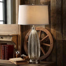 Axyaa Glass Floor Lamp with LED Light and Fabric Shade for Bedroom and Living Room