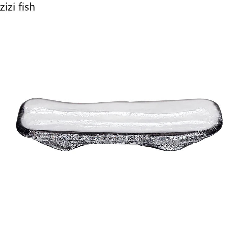 Axya Irregular Glass Dinner Plate Set for Sushi, Dessert & Snacks - Specialty Tableware
