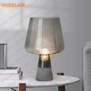 Axyaa Concrete Table Lamp with Glass Shade - Gray Concrete Lamp for Home Decor