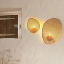 Axyaa Rattan Weaving Wall Lamp Wabi Sabi Vintage Style Wall Light for Home and Hospitality