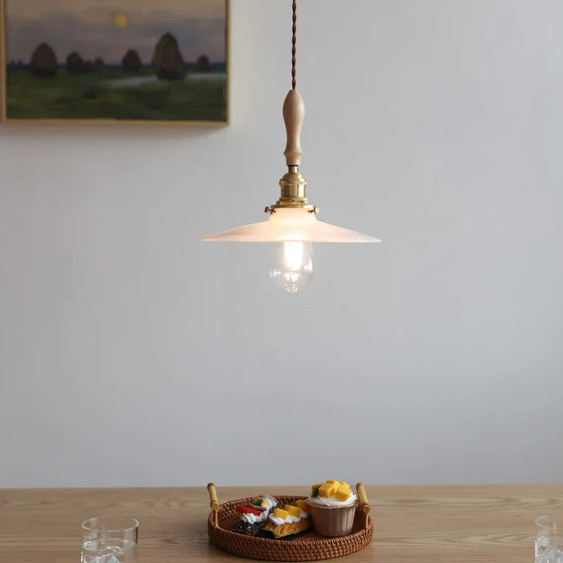 Axyaa White Glass Pendant Light for Bedroom Living Dining Room Chandelier LED Hang Lamp