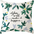 Axyaa Plants Print Linen Cushion Cover for Stylish Home Decor 45*45cm