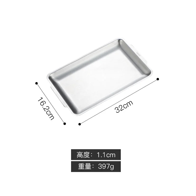 Axyaa Stainless Steel Rectangular Food Storage Tray for Sushi BBQ Baking Pan
