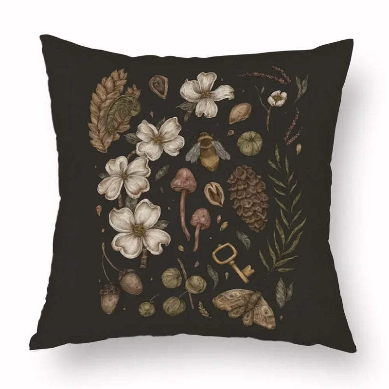 Axyaa Retro Flower Fox Pillowcase in Peach Skin Velvet.