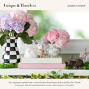 Axyaa Courtly Check Enamel Vase, Stylish Table Decor, Black-and-White Accent for Living Room