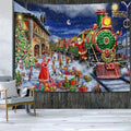 Axyaa Santa Claus and Kids Wall Tapestry for Festive Living Room Decor