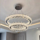 Axyaa Crystal Ring Chandelier: Dimmable LED Ceiling Light for Living Room Decor