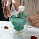 Axyaa Double Layer Christmas Star Wish Glass Mug with Lid