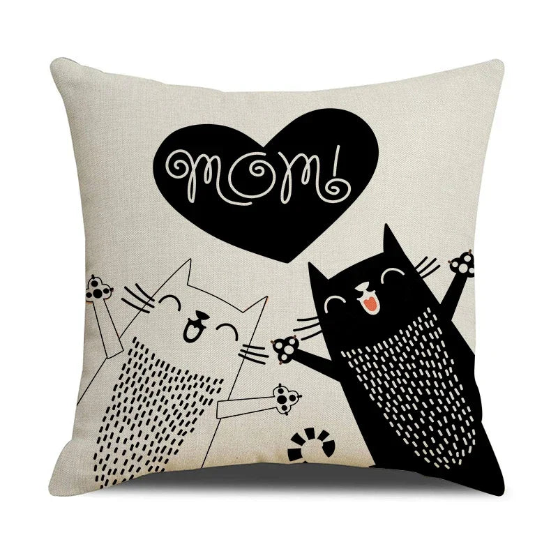 Axyaa Cat Print Cushion Cover for Stylish Home Decor and Comfort