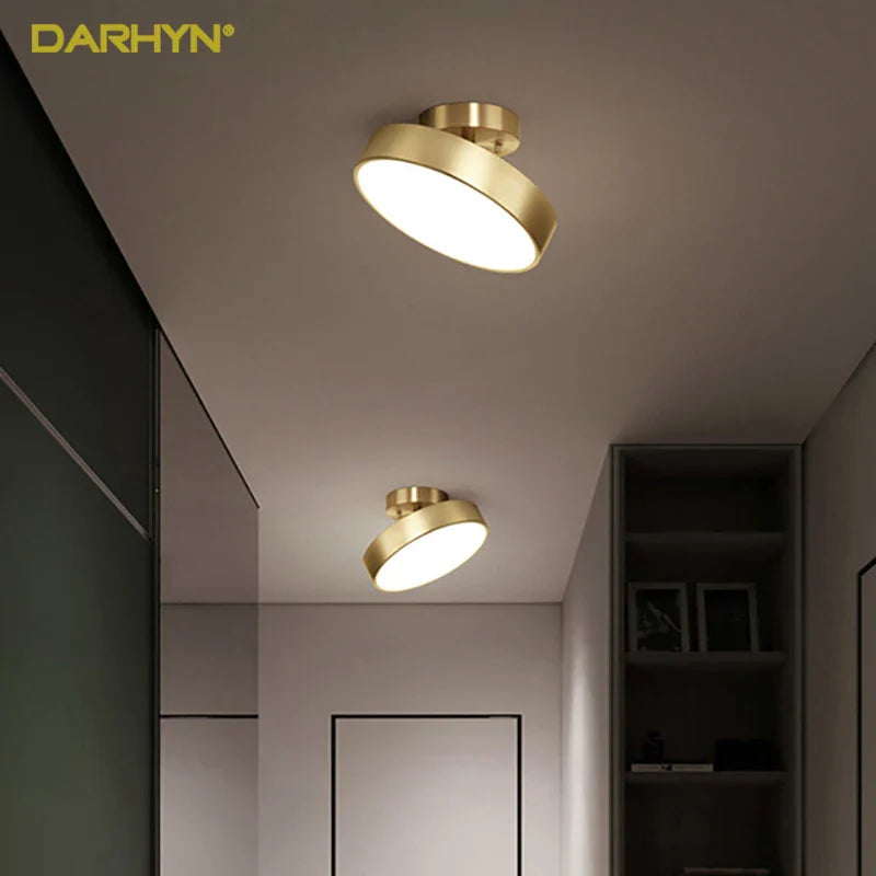 Axyaa Round Copper LED Ceiling Lights for Home Decor, Bedroom, Living Room