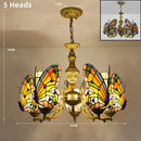Axyaa Butterfly Design Stained Glass Chandelier - Colorful Lighting for Home and Business