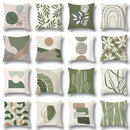 Axyaa Green Leaf Geometric Print Decorative Pillowcase for Home & Office