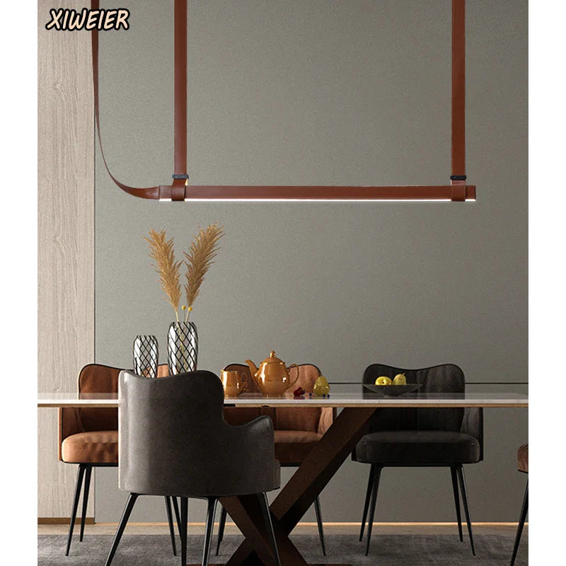 Axyaa Leather Belt Island Counter Pendant Lamp
