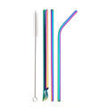 Axyaa Stainless Steel Wide Smoothie Straws 8-Pack with Cleaning Brush
