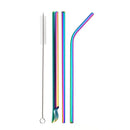 Axyaa Stainless Steel Wide Smoothie Straws 8-Pack with Cleaning Brush