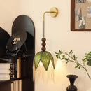 Axyaa Vintage LED Wall Light with Green Cloth Shade