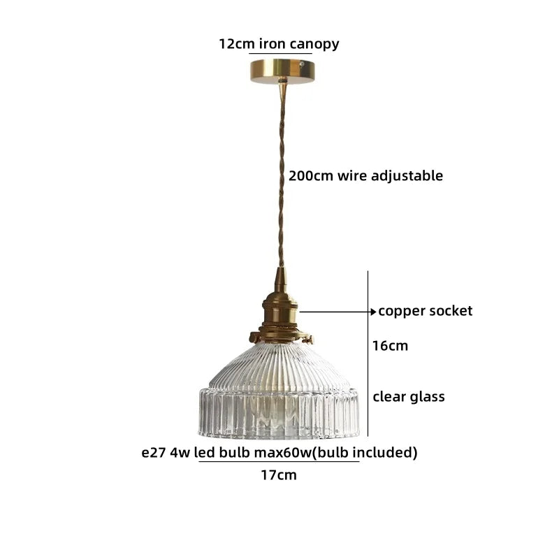 Axyaa Clear Glass Copper Iron LED Pendant Chandelier