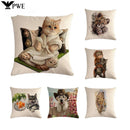 Axyaa Pet Animal Print Linen Pillowcase 45*45cm for Office Sofa Decoration