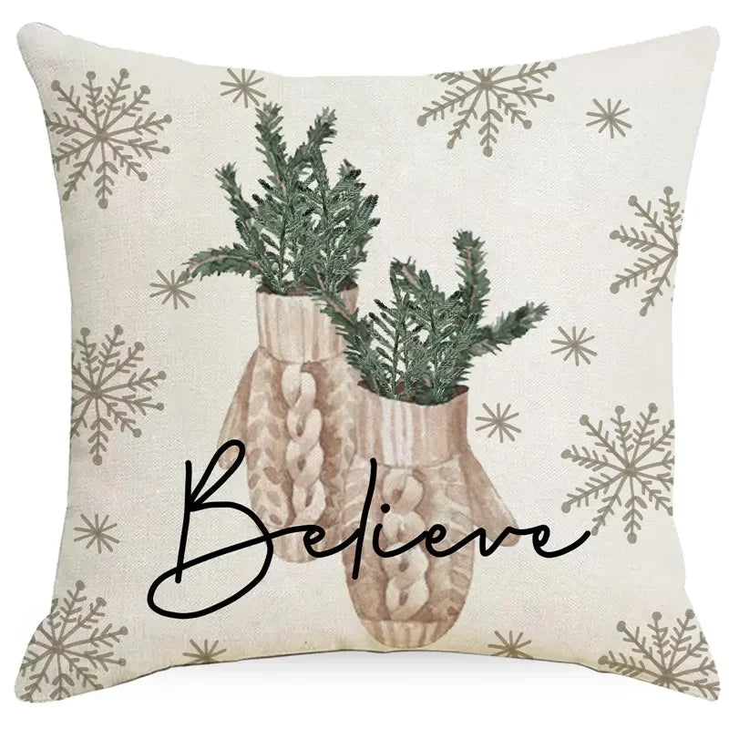 Axyaa Christmas Deer Snowflake Pillow Cover for Stylish Home Decor
