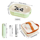 Axyaa Cartoon Detachable 3-Grid Bento Box - Leak-proof & Microwave-safe
