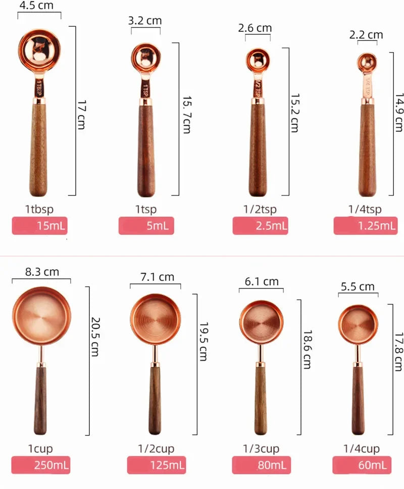 Axya Rose Gold Measuring Cups Spoons Set Stainless Steel Baking Kitchen Scale