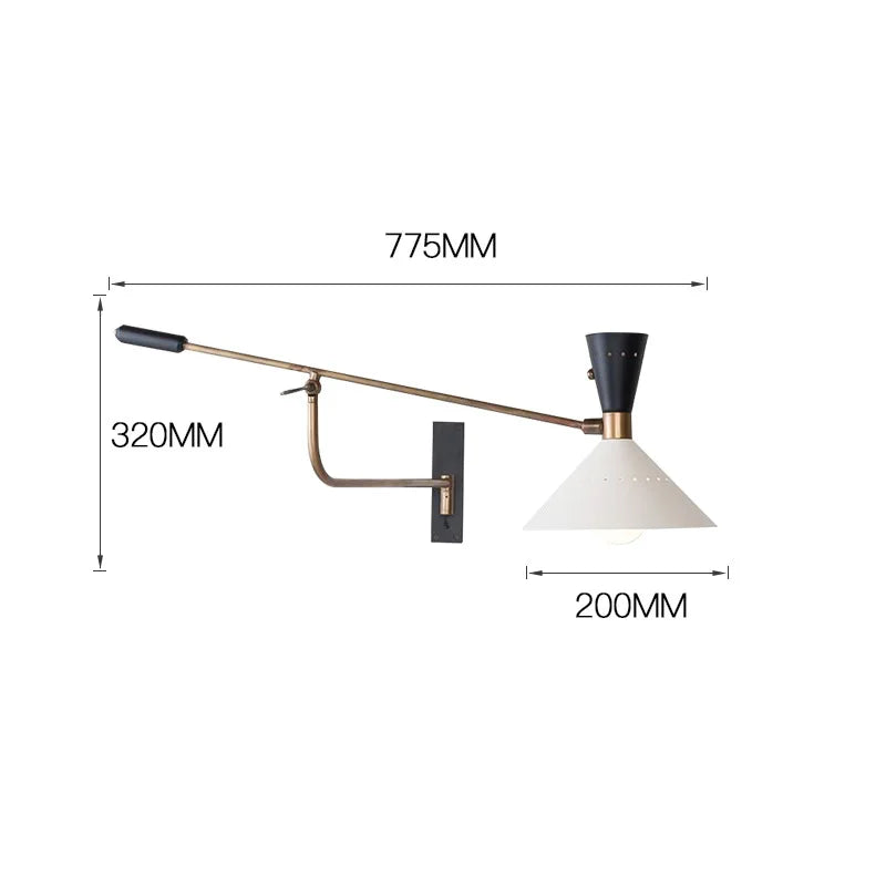 Axyaa Nordic Long Arm Wall Sconce with Adjustable Reading Lamp